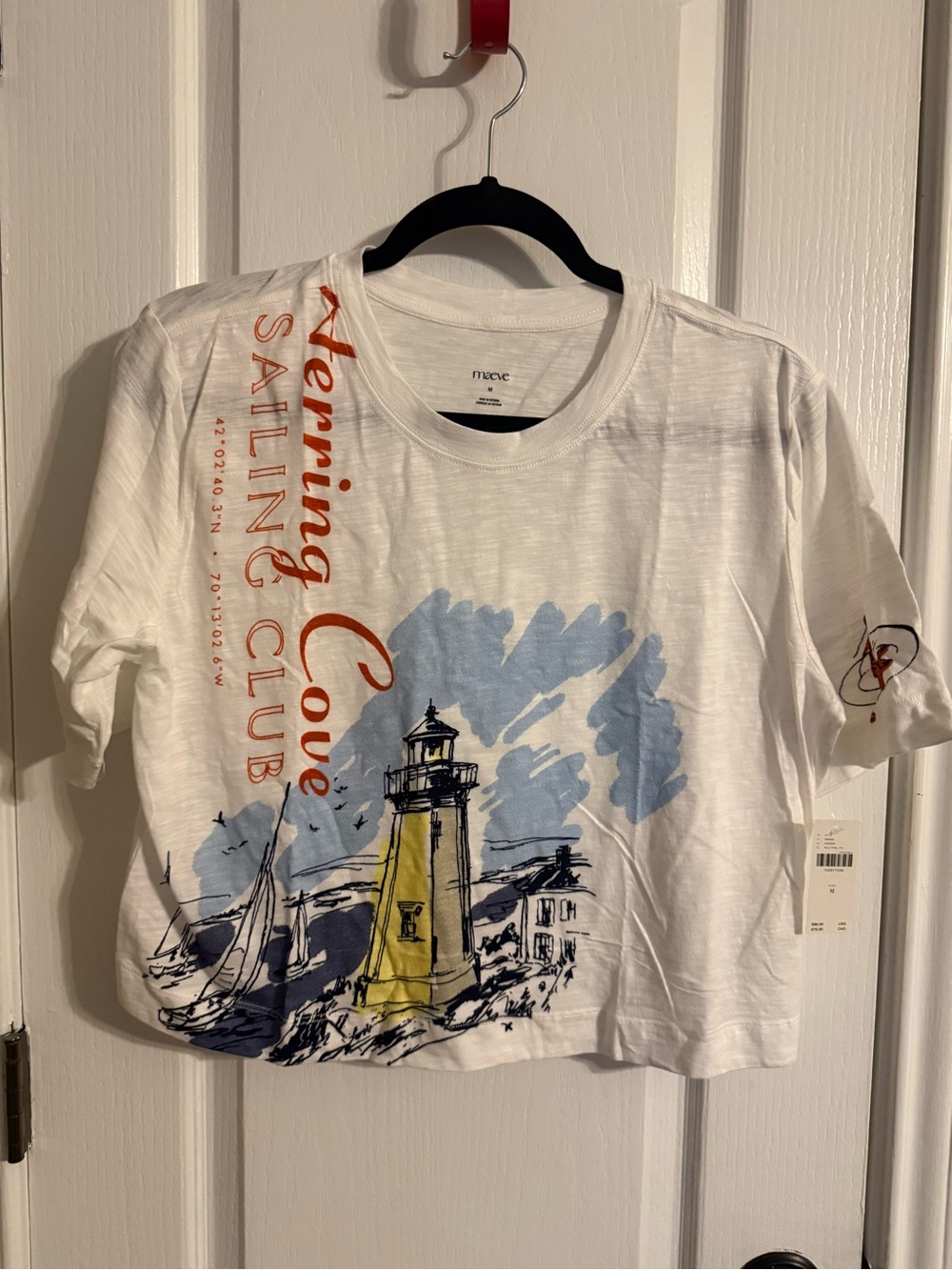 Maeve White 'Lenning Cove' Sailing Club Graphic Tee adult crop top